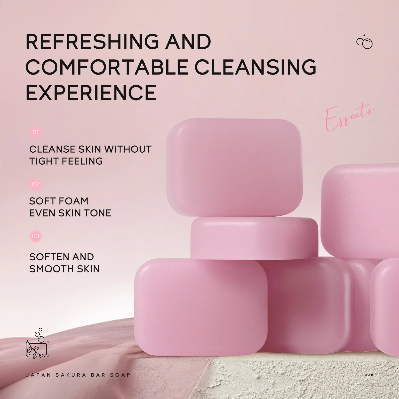LAIKOU Sakura Facial  Body Whitening Soap Reduces Acne Dark Spot Deep Cleaning Cutin For Face Body Skin Care 90g ﻿