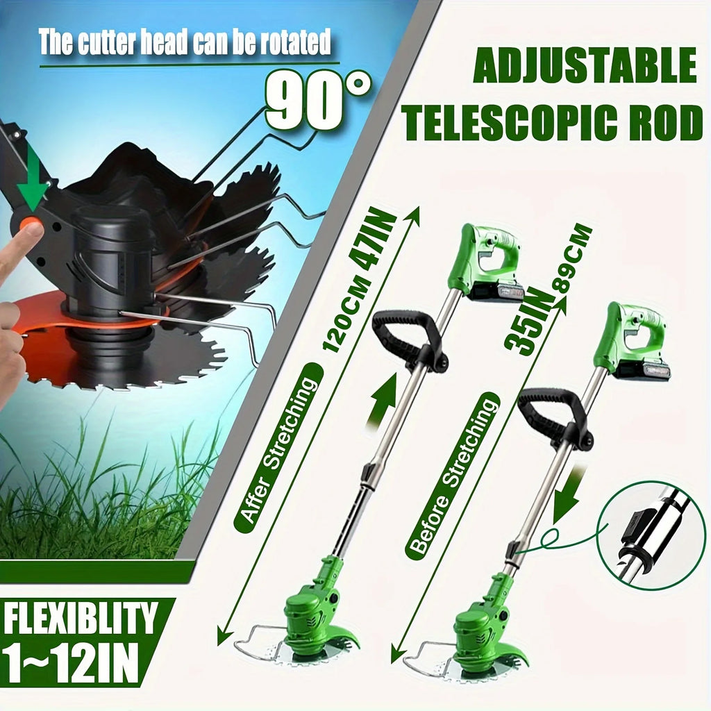 Electric Weed Wacker String Trimmer: 21VCordless Weed Eater and Edger BatteryPowered, 3 in 1 Lawn Tool ,2Batteries anChargerIncl