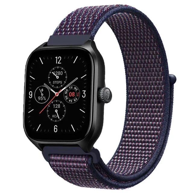 20mm 22mm Nylon Loop Strap for Amazfit GTR 47mm/GTR4 3 Pro/GTS 4 mini/3 Bracelet for Amazfit Balance 3 2/bip 5 6 Max/Stratos 2 3