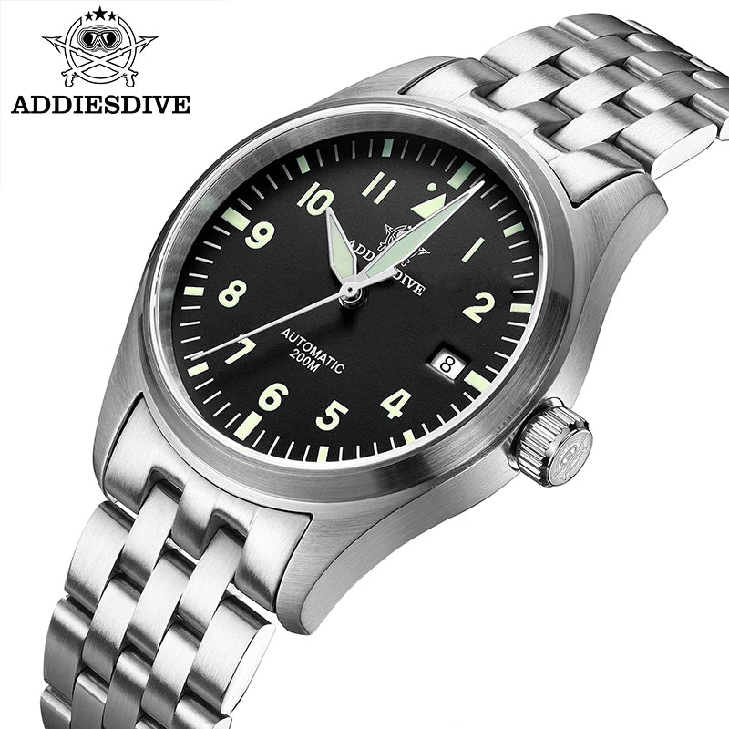 ADDIESDIVE Watches For Men Luxury Business Leisure Automatic Mechanical Men's Watch Fluorescent Waterproof 8215 316L Stainless