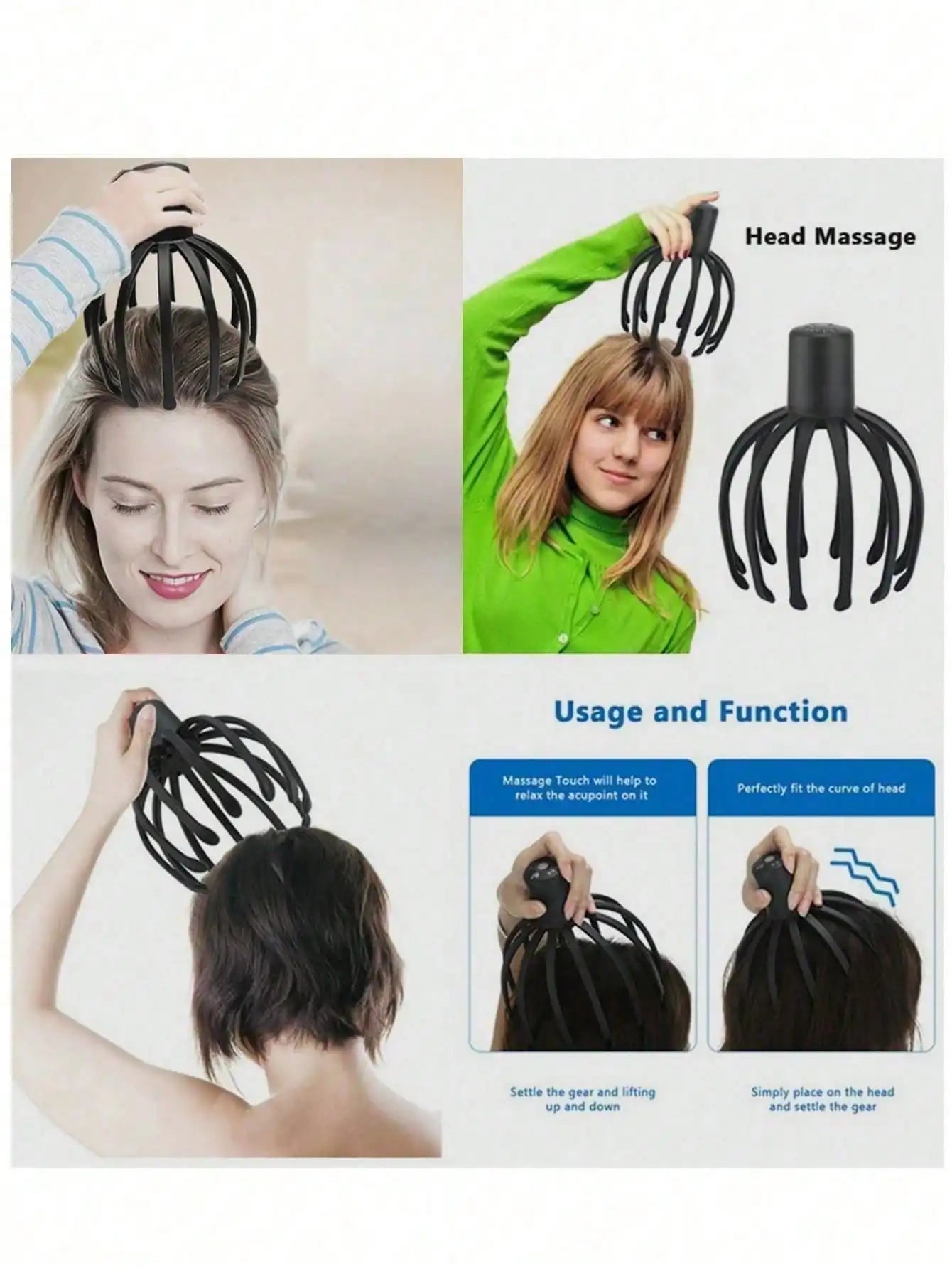 2026 Intelligent Electric Octopus Head MassagerHead Scratching Meridian Dredging, Scalp Massage And Relaxation Tool Rechargeable
