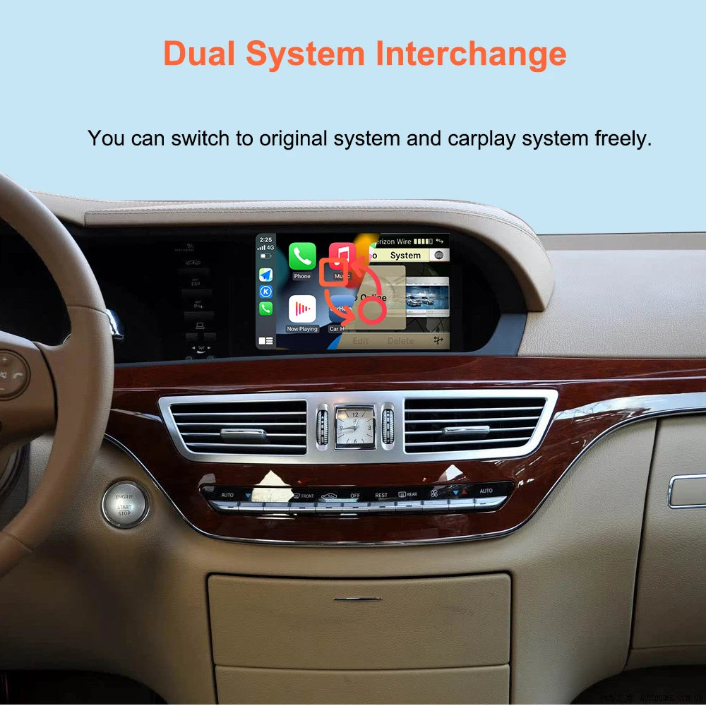 Bonroad Wireless CarPlay OEM Screen Upgrade Smart Adapter For Mercedes Benz S Class W221 2006-2013 NTG 3.0/3.5 Airplay Module Box