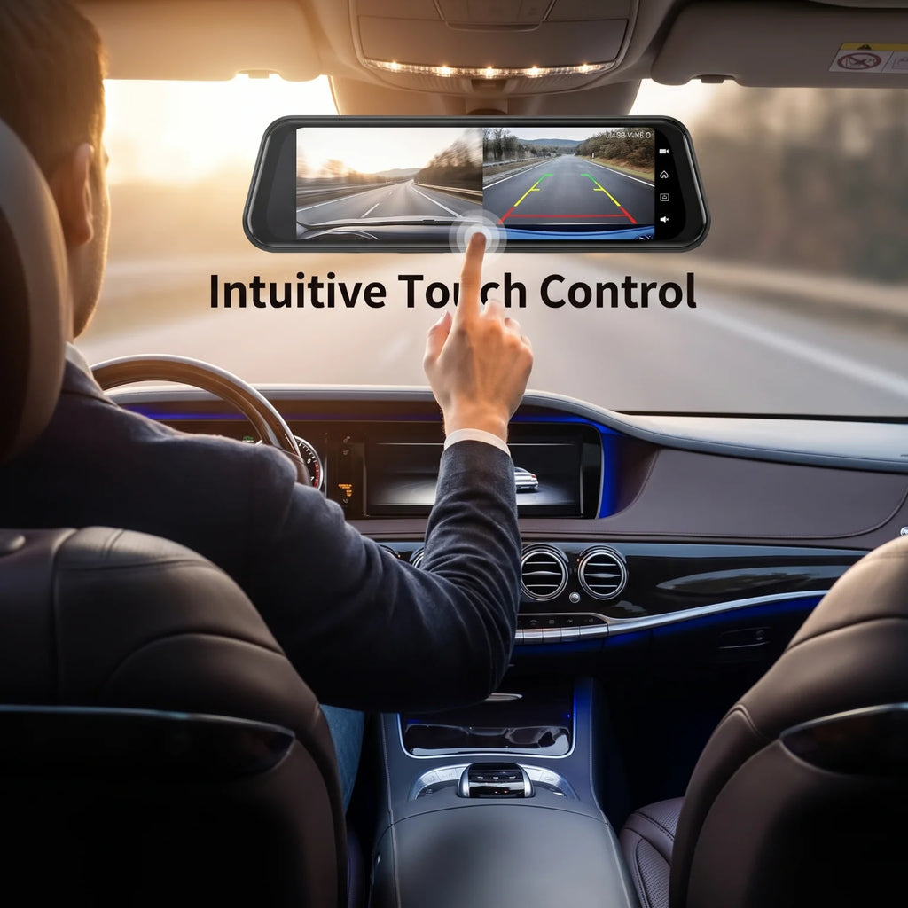 Car Dash Cam 10 Inch IPS Touch Screen 1080P Dual Front Rear Camera With 32G TF Card Waterproof Rearview Camera 140 Degree Wide Angle Loop Recording G Sensor Parking Monitor Multi Language Car Driving Recorder For Vehicle Safe