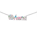 18K Gold Plated Colored Zircon Inlaid Amusement Park Pendant Necklace Cute Sweet Design Versatile Fashion Jewelry Girl 's Gift