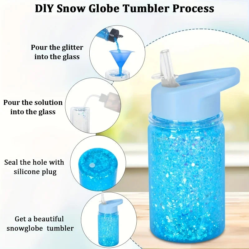 2/4PCS Reusable Double Layer Plastic Water Bottles With Lid And Straw 10Oz DIY Snowball Cup with Pre Drilled Hole Drinkware Cups