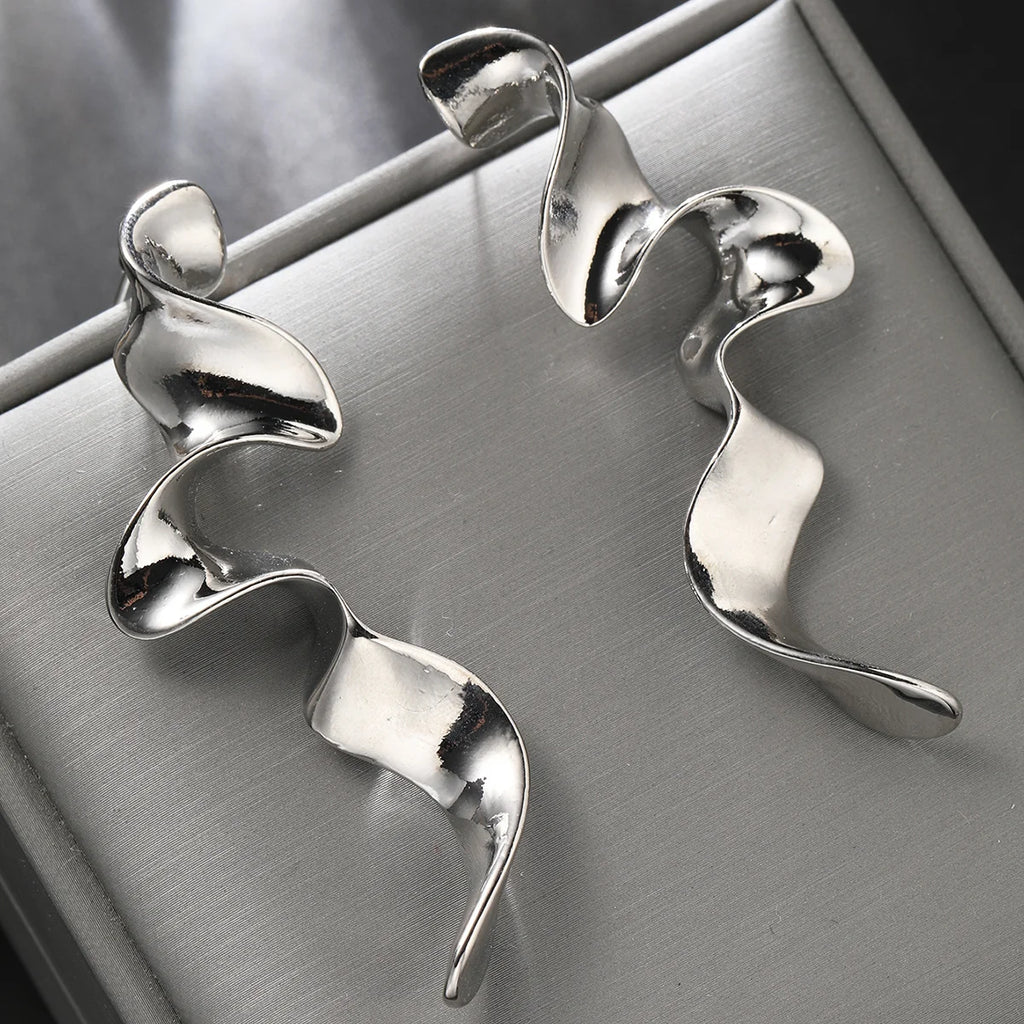 Fashion Twisted Drop Earrings for Women Vintage Chunky Irregular Long Thick Stud Earrings Statement Wedding Jewelry Gifts 2024