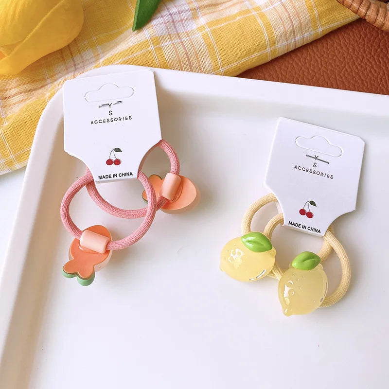 Cute Cartoon Translucent Strawberry Banana Hair Ties Baby High Elastic Soft Ponytail Hair Ropes Kids Hair Accessories