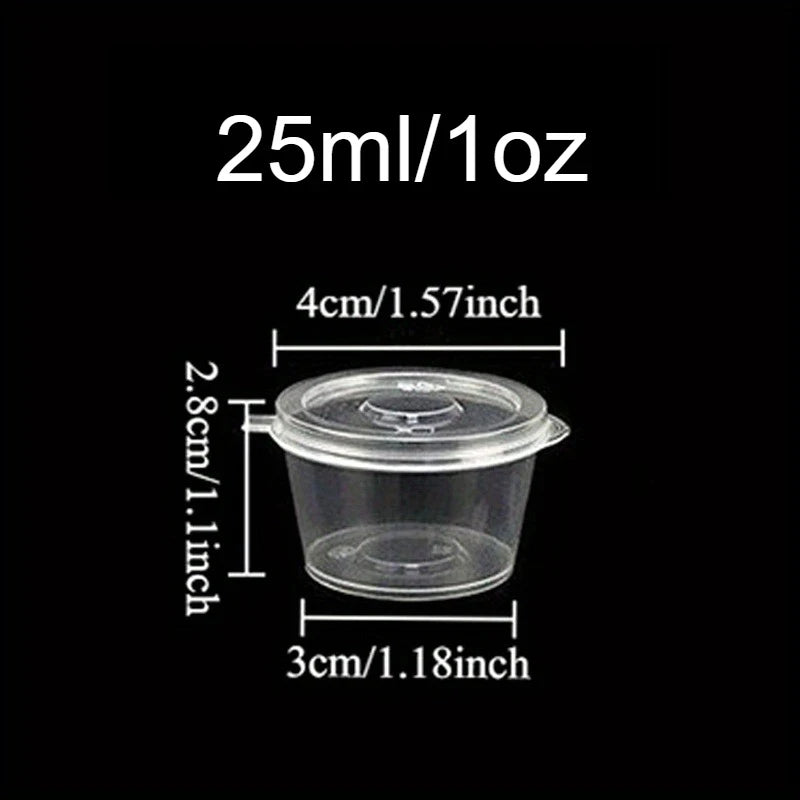 50/100PCS Disposable Sauce Cups with Lids Household Kitchen Leak-Proof Small Sauce Cups Portable Salad Dressings Seasoning Box