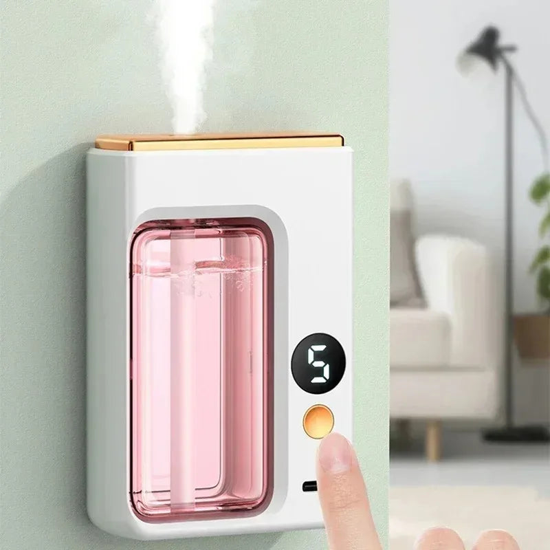 Portable Wireless Wall Hanging Aromatherapy Diffuser Machine with Display Automatic Fragrance Spray Bathroom Deodorization Air