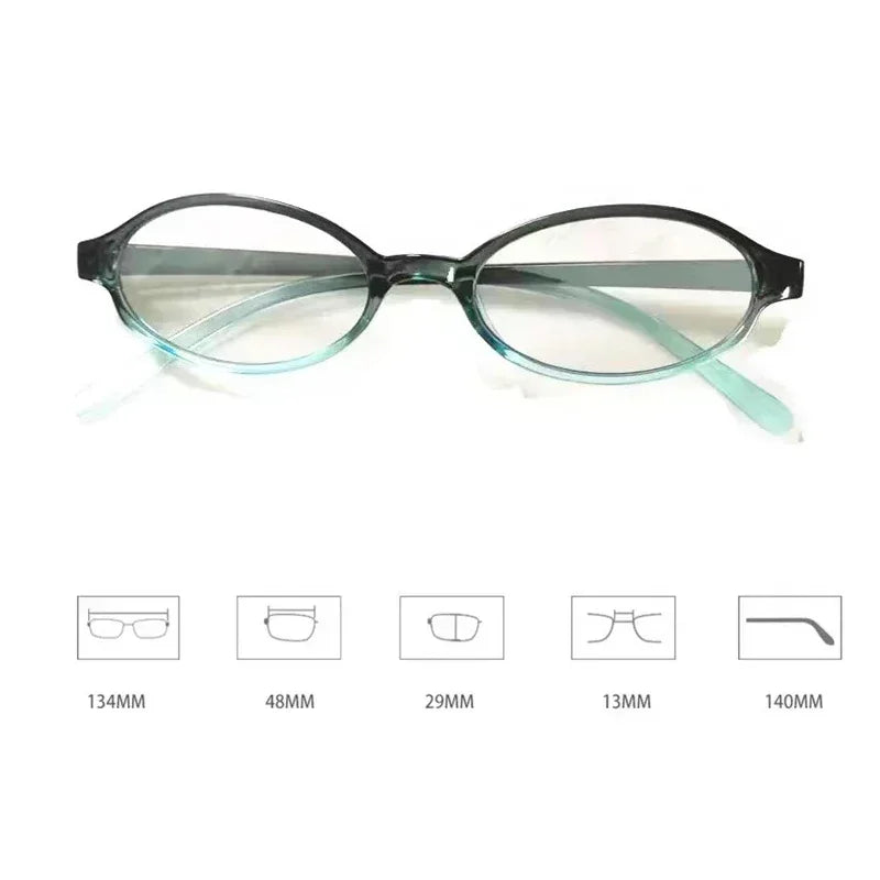 Unisex Small Frame Minus Diopter Eyeglasses Fashion Oval High Definition Myopia Eyewear Ultra Light Near Sight Goggle 0 To -4.0