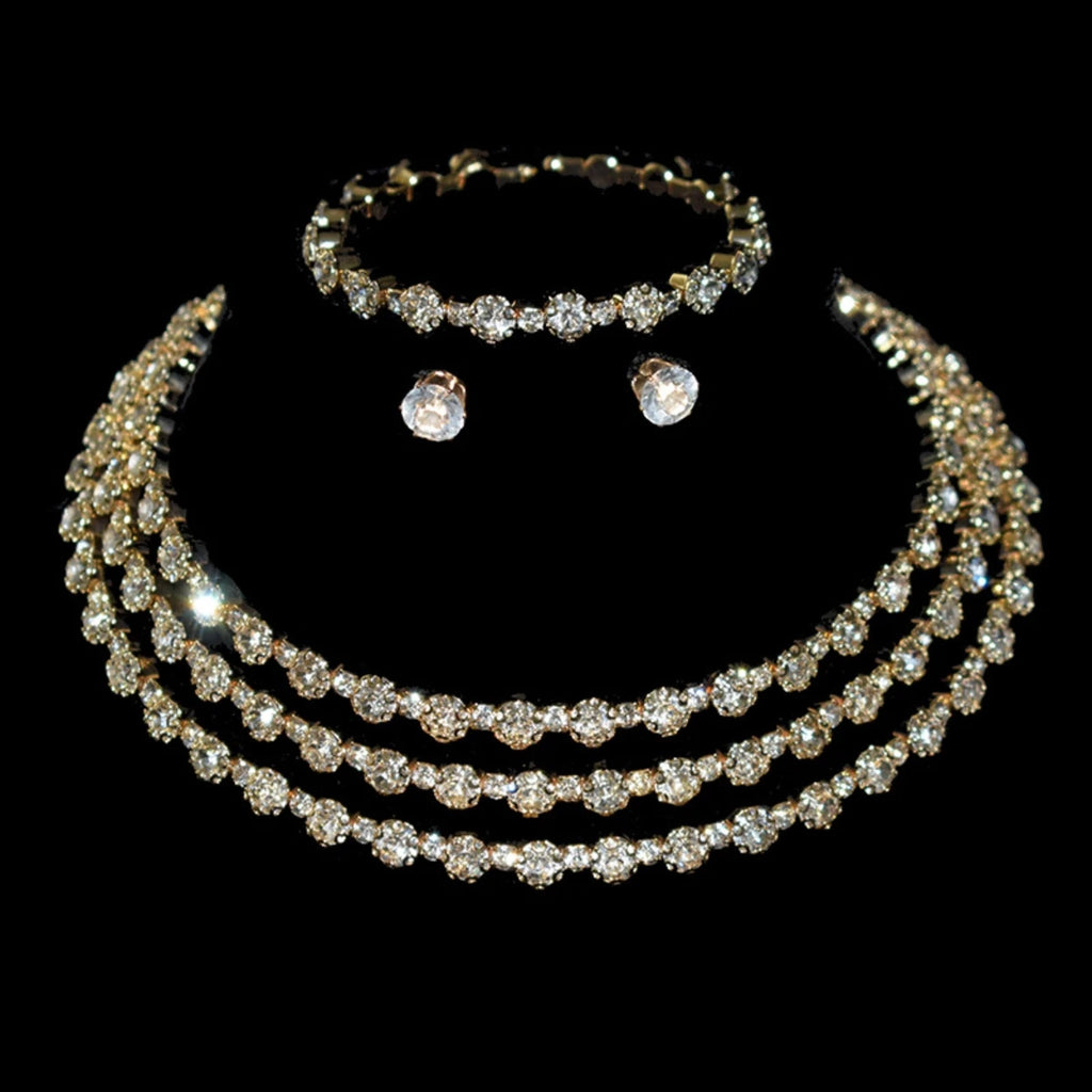 4 pieces of women's fashionable and minimalist necklaces with earrings, bracelets, jewelry sets, banquet and party accessories