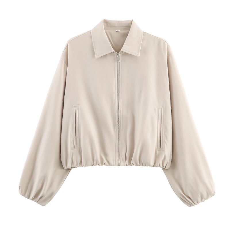 SLTNX Women's Bomber Jacket Zip Puffed Varsity Jackets for Women Cropped Demi-season Jacket for Women Coats New Outerwears
