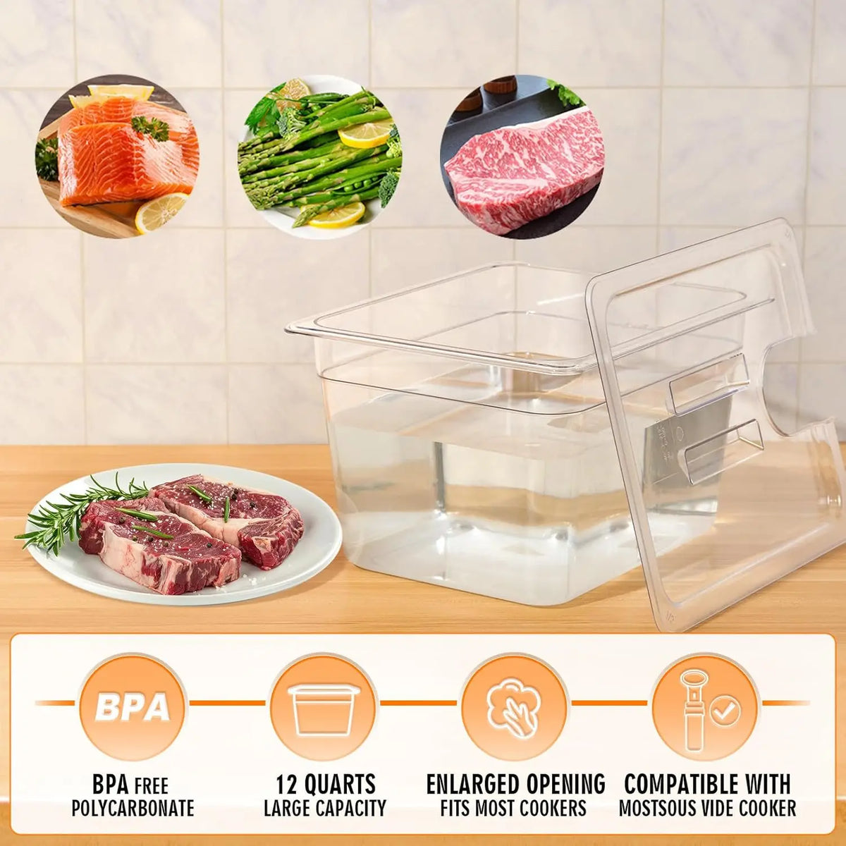 11L Sous Vide Slow Stew Pot Cookware Container For Submerged Circulation Sous Vide Accessories For Low-Temperature
