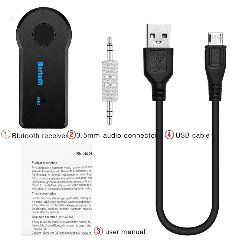 2 In 1 Wireless Bluetooth Receiver Transmitter Adapter 3.5mm Jack Bluetooth Receiver Audio For Car Music Aux Handsfree Headset