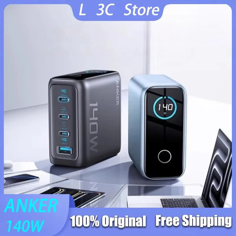 Anker Zolo 140W GaN Charger AI Display Screen Four-Port Fast Charge Mobile Phone Chargers Portable Phone Power Adaptor Original