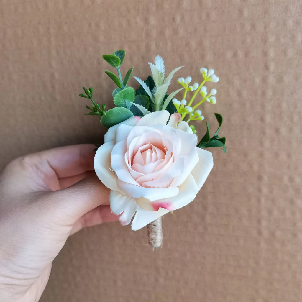 Corsage Men Wedding Rustic Boutonniere White Bridal Wrist Corsage Bridesmaid Groomsmen Party Meeting Personal Decorations
