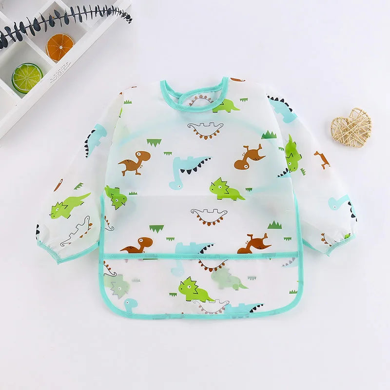 Waterproof Full Sleeve Baby Bibs Children Apron Long Sleeve Feeding Smock Kids Eating Breastplate Infant Scarf Clothing