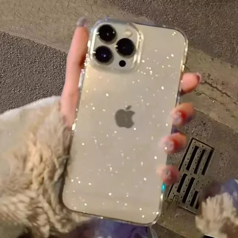 Luxury Transparent Glittering Starry Sky Pattern Phone Case For iPhone 18 17 16 Pro Max 15 14 13 12 11 XR XS 7 8 Plus Air Cover