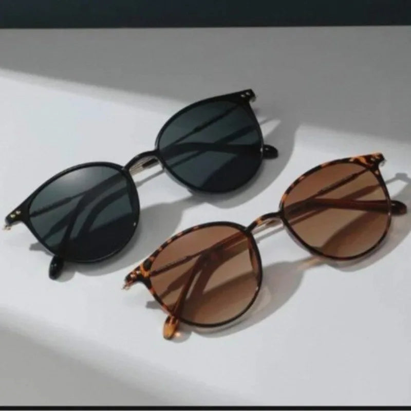 2PCS Women Cute Skinny Cat Eye Eyewear Men Vintage Narrow Cateye Sunglasses Fashionable Glasses