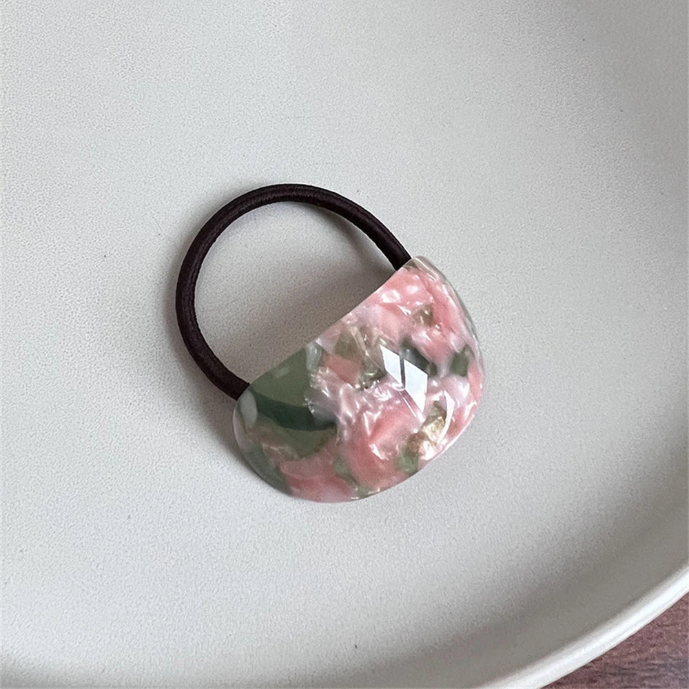 Simple Oval Acetate Hair Rope Daily Commuter Hair Tie Elastic Ponytail Rubber Band for Women Hair Ring Hair Accessories