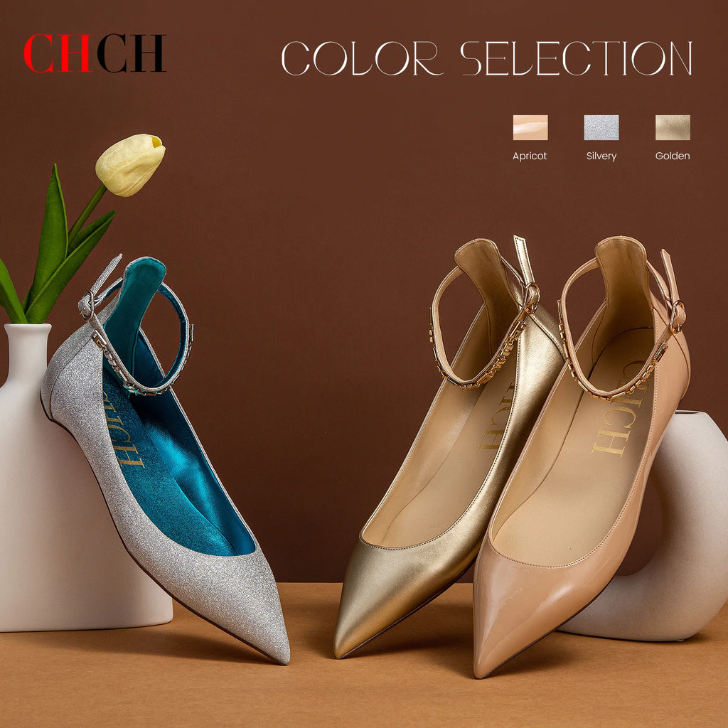 CHCH Women's Flat Shoes 2024 New Simple and Comfortable Pointed Business Women's Shoes