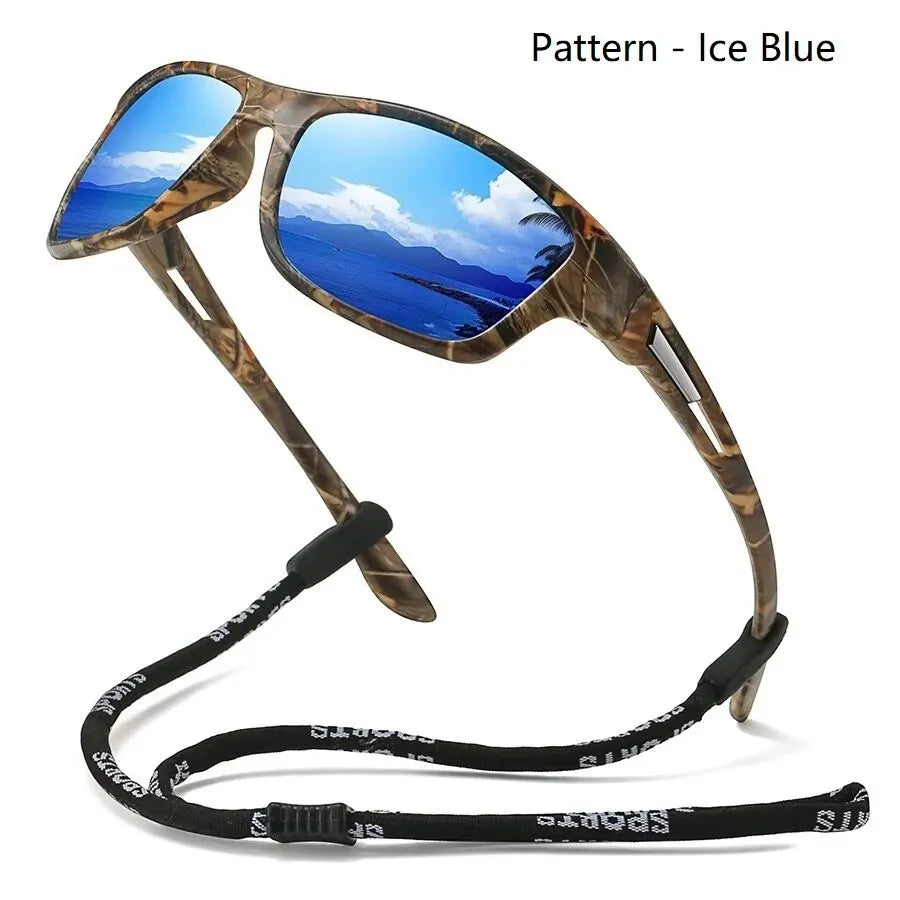 Fashion Camouflage Pattern Sports Sun Glasses With Chain Men Women Cycling Climbing Skiing Sunglasses Driving Eyewear