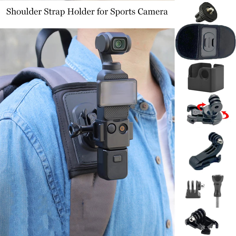 For DJI Action 5 Pro 4 Rotation Bag Backpack Shoulder Strap Mount Holder for Insta360 X5 X4 GoPro 13 12 11 10 DJI Osmo Pocket 3