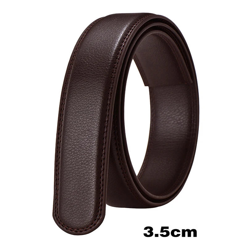 Men Women No Buckle PU Leather Belt, 2.4 2.8 3.0 3.5cm Replacement Waist Strap Belt Body for Automatic Buckle Daily Matching Use