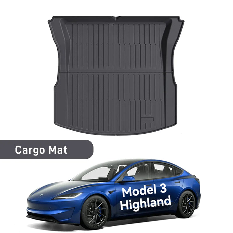 For Tesla Model 3/ Y TPE Trunk Mat Juniper Highland 2020 2021 2022 2023 2024 2025 Custom Cargo Mat Liner Seat Back Protector