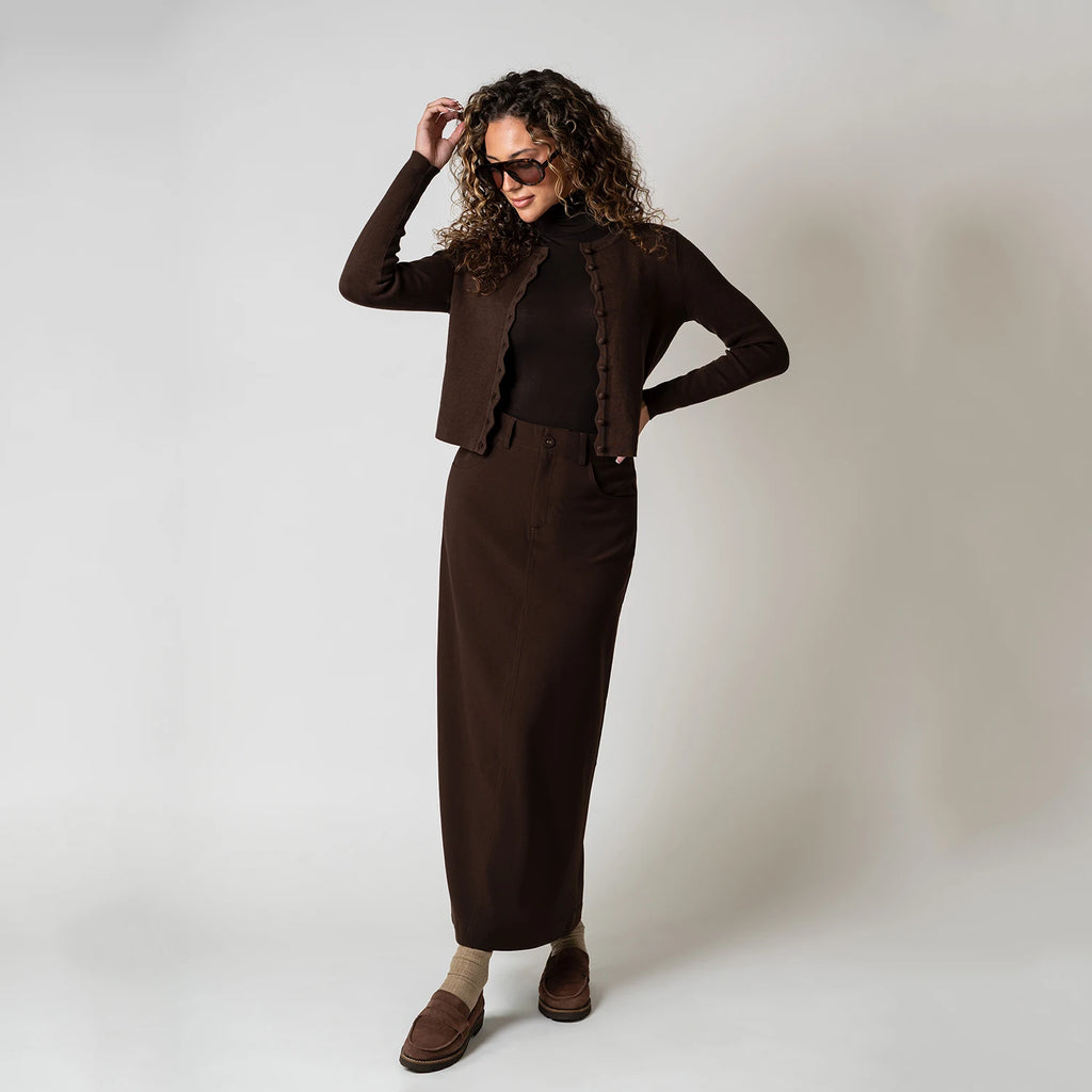 AP AW26 Women Wavy Edge Cardigan Elegant Style Single Breasted