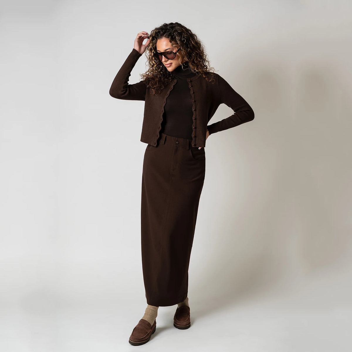 AP AW26 Women Wavy Edge Cardigan Elegant Style Single Breasted