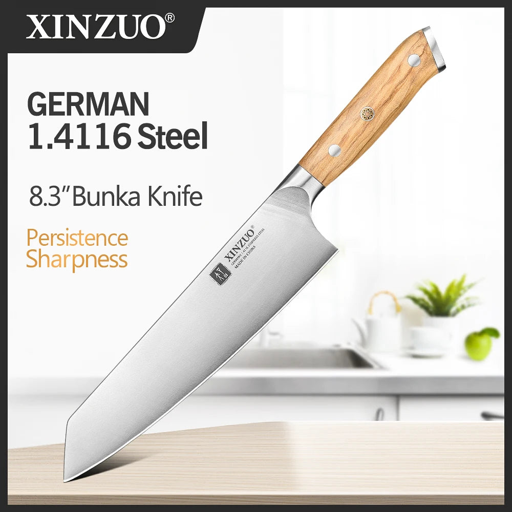 XINZUO 8.3 Inches Bunka Knife Super Sharp Kitchen Knife With High Quality Olive Wood Handle Household Tools Fine Workmanship