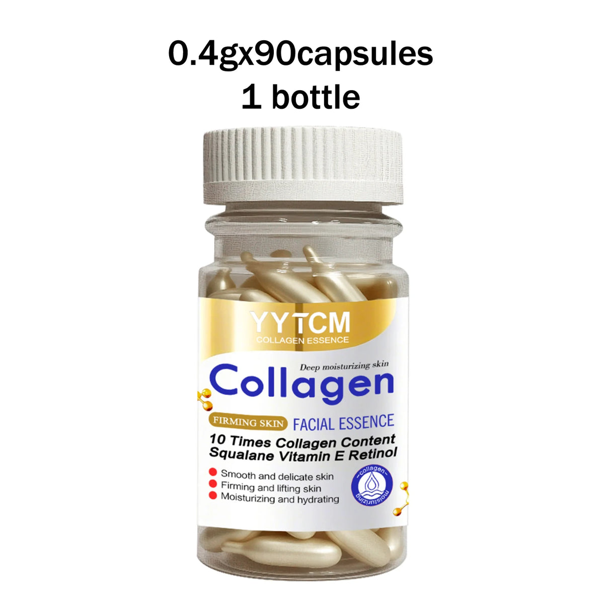 Collagen Firming Capsule Essence, Moisturizing and Smoothing the Skin, Contains Plant-Based Squalane, Retinol, and Vitamin E for Deep Hydration. 18 Capsules/30 Capsules/48 Capsules/60 Capsules/90 Capsules/120 Capsules