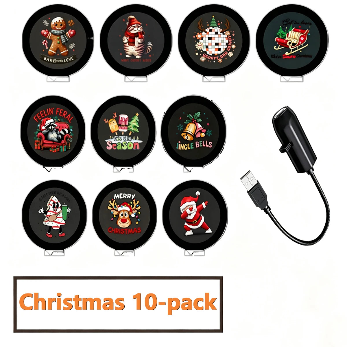 USB Powered Christmas Projector Lights with Santa Claus/Gingerbread Man/elk Patterns Spotlight Indoor Party Navidad Xmas Decor