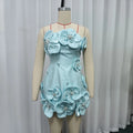 TWOTWINSTYLE Design Sense Spliced Bead Fashion Dresses for Women Strapless Sleeveless Tunic Patchwork 3D Flower Dress Female New