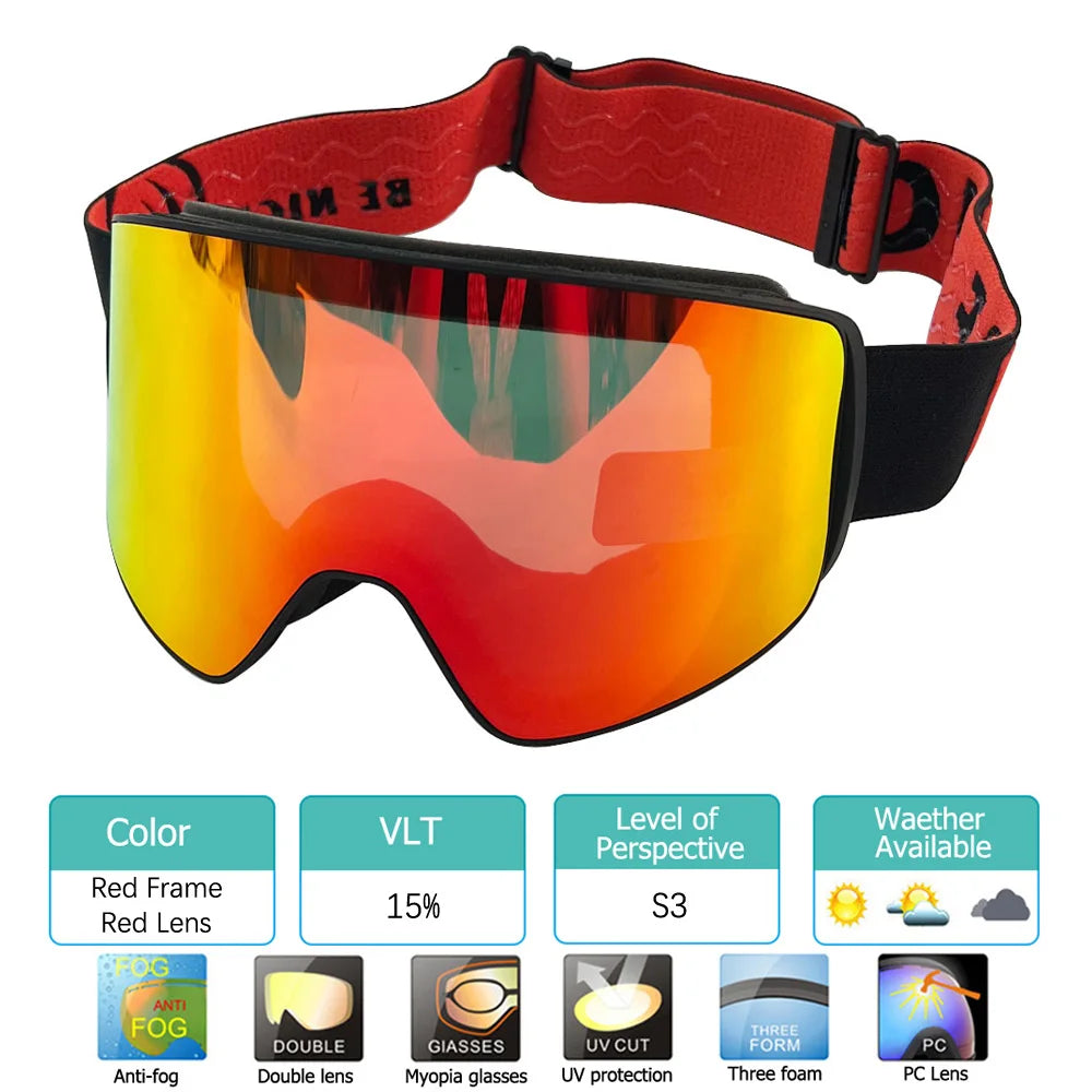 2024 New Double Layer Magnetic Ski Goggles Polarized Lens Skiing Anti-Fog UV400 Snowboard Goggles Men Women Ski Glasses Eyewear