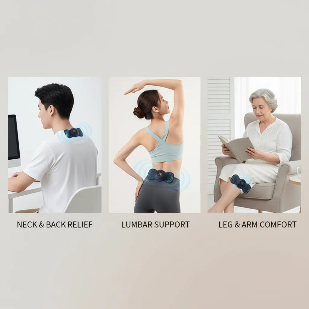 Portable LCD Neck Massager Pad Washable Back Lumbar Fatigue Relief Device