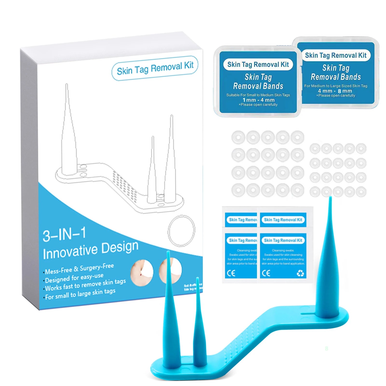 Skin Tag Removal Mole Wart Removal Facial Mole Wart Microstrip Tag Removal Kit Automatic Mole Remover Tool with Cleansing Swabs