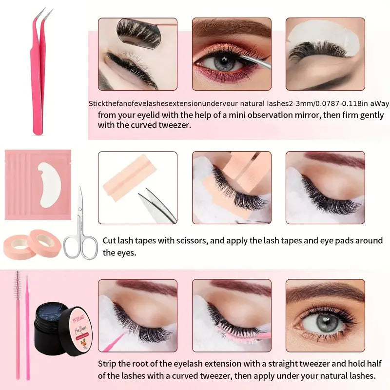 Professional False Eyelash Extension Practice Kit Eye Lashes Extension Grafting for Beginner Artist Practice Makeup Tool Set Kit
