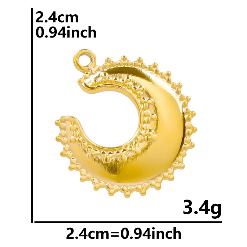 10pcs/lot Stainless Steel Crescent Moon Sun Pendants Moon Girl Friendship Mushroom Forest Charms Jewelry Making Findings No Fade