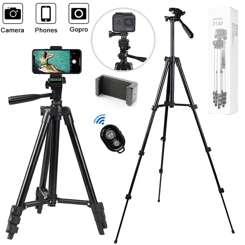 Tripods For Phone Lightweight Camera Tripod Stand with Bluetooth Selfie Remote Phone Holder Video Photography For iPhone Xiaomi
