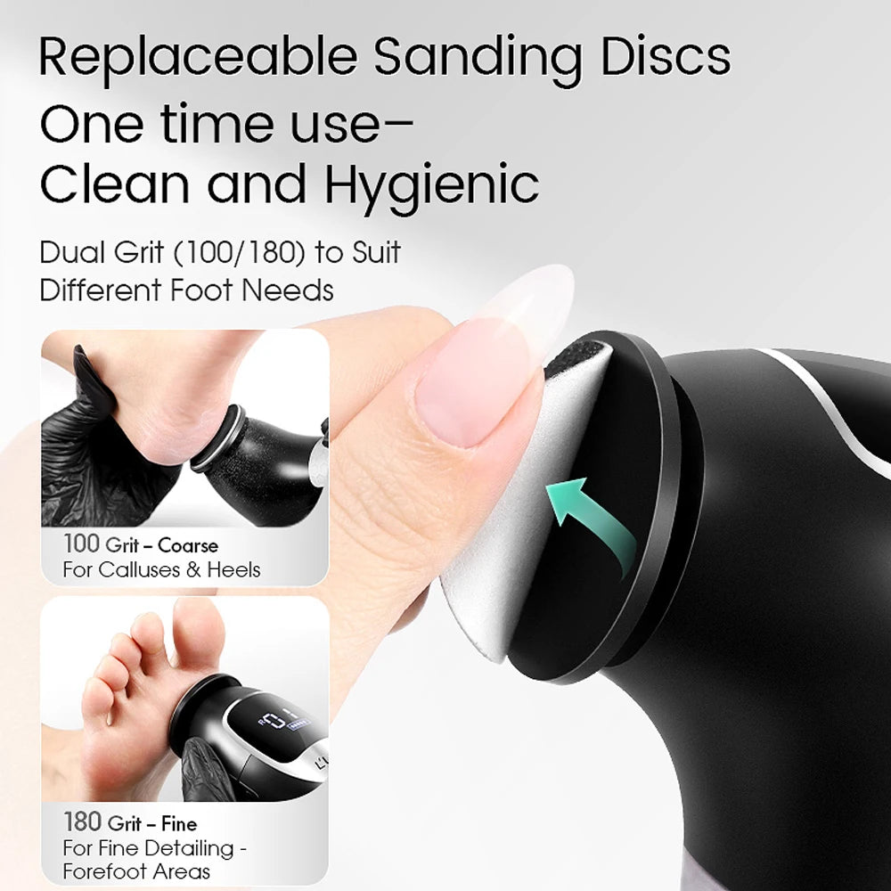 Electric Foot Callus Remover Adjustable Speed 115° Angled Design 8N.cm High Torque Foot Care Machine with Replaceable Sandpaper