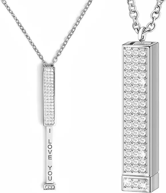 I Love You - Hidden Message Necklace Personalized Hidden Slider Necklace Retractable rod necklace with hidden message