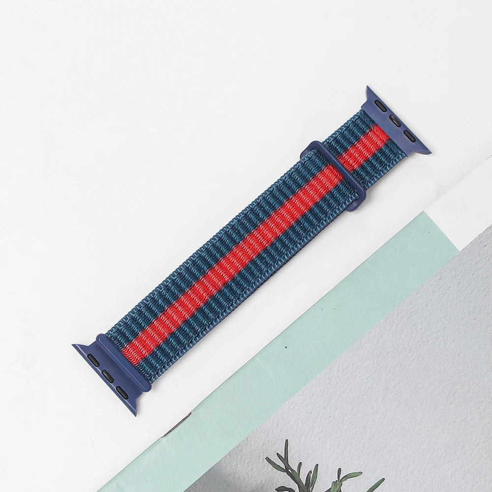 Nylon Strap For Apple Watch Band Ultra 2 49mm 45mm 41mm 44mm 42mm 38mm Adjustable Elastic Bracelet For iWatch Series 9 8 7 6 5 4