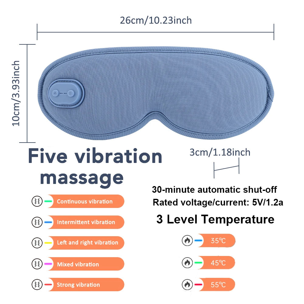 USB Charging Heated Eyemask Vibration Massage for Dry Eyes Relieve Eye Fatigue Warmth Sleep Shading Office Home Travel Eye Mask