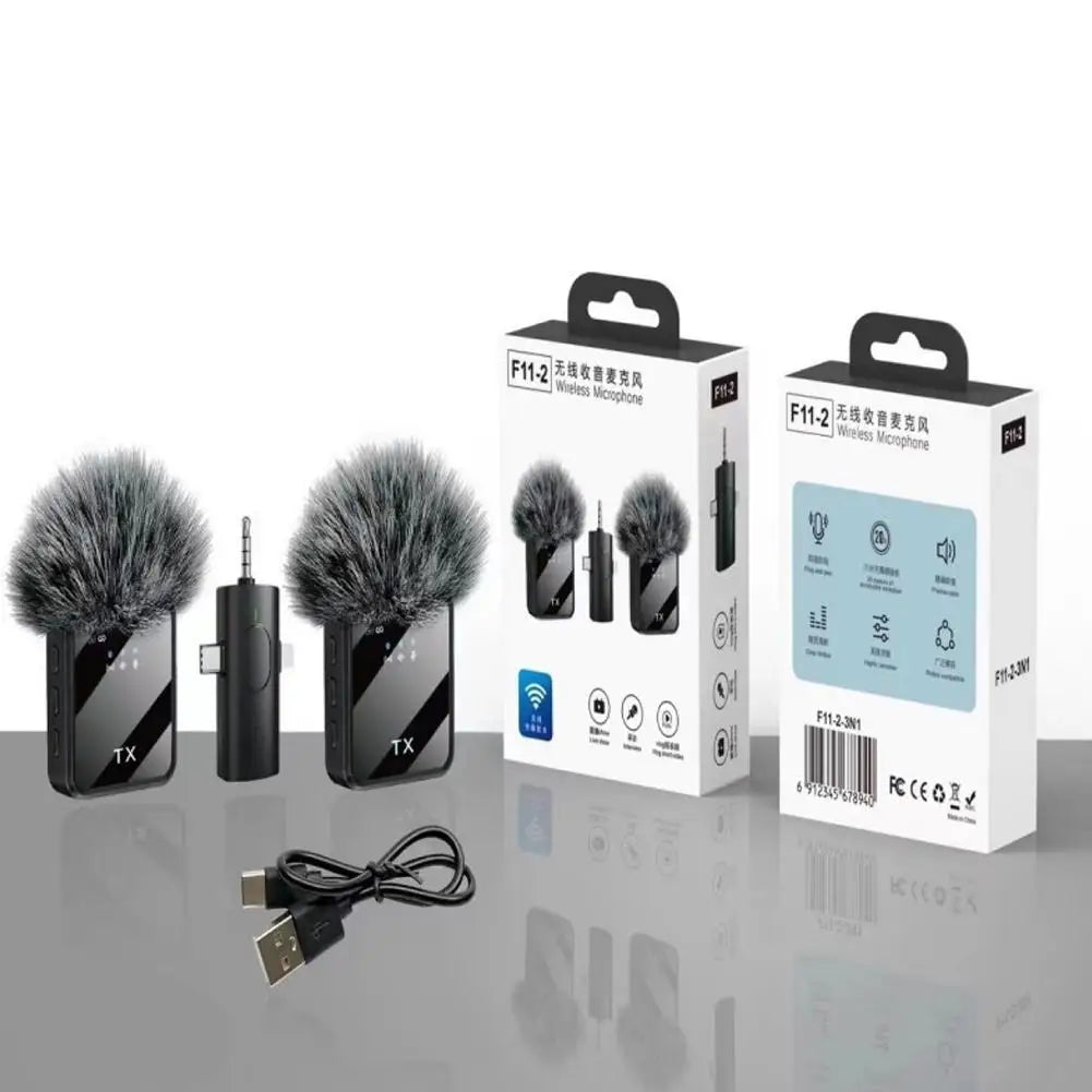 Wireless Lavalier Microphone For Apple Android Noise Cancelling Clip-On Mic Rechargeable Portable For Podcast