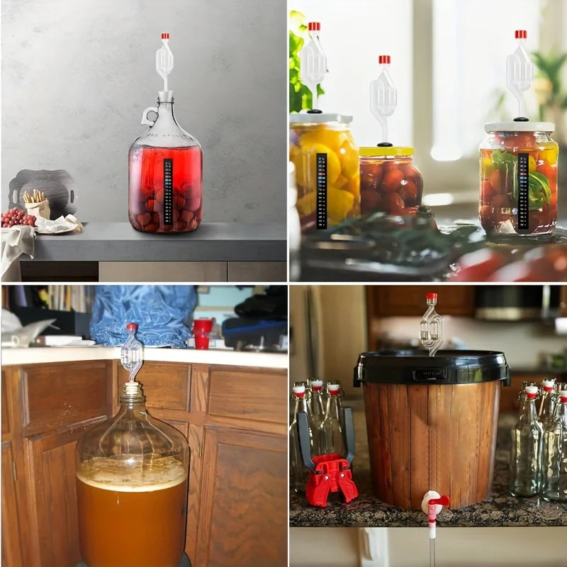 PP S-Shape Airlocks ,Homebrew Bubble Airlock Carboys Stopper & Fermenter Seal Valve with Food Grade Grommets Wine Making