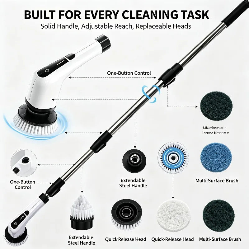 Multi functional household car wireless electric cleaning brush toilet kitchen retractable nine in one portable cleaning brush