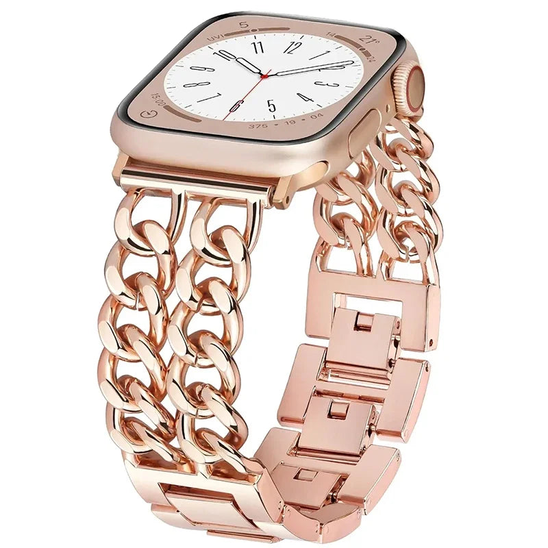 Fashion Metal Bracelet Strap For Apple Watch Ultra 44mm 45mm 40 41 49 Chain Design Women Bands For iWatch 9 8 7 6 5 4 3