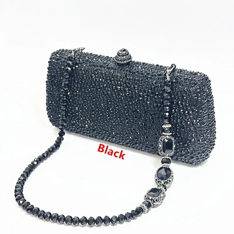 XIYUAN Orange Crystal Evening Clutch Bag Glittering Diamond Crossbody Purse Wedding Bridal Handbag Gorgeous Stones Party Purses